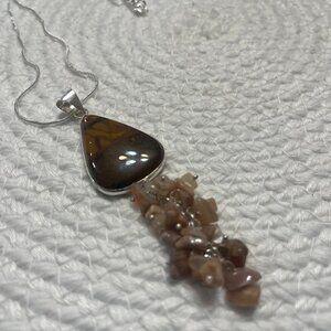 Stunning AUSTRALIAN OUTBACK JASPER & SUNSTONE CHIPS Handmade Necklace #344D